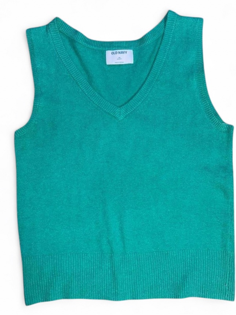 Old Navy Teal Knit V‑Neck Sweater Vest